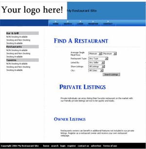 My Restaurant Site Blue Personal Use Template