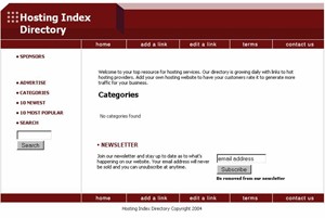 Hosting Index Directory Red Personal Use Template