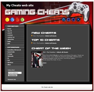 Gaming Cheats Website Red Personal Use Template